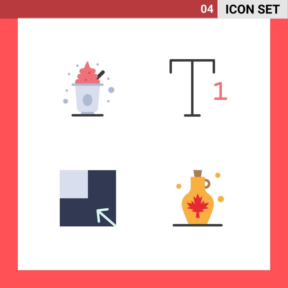 4 Thematic Vector Flat Icons and Editable Symbols of food beverage sweets layout water Editable Vector Design Elements