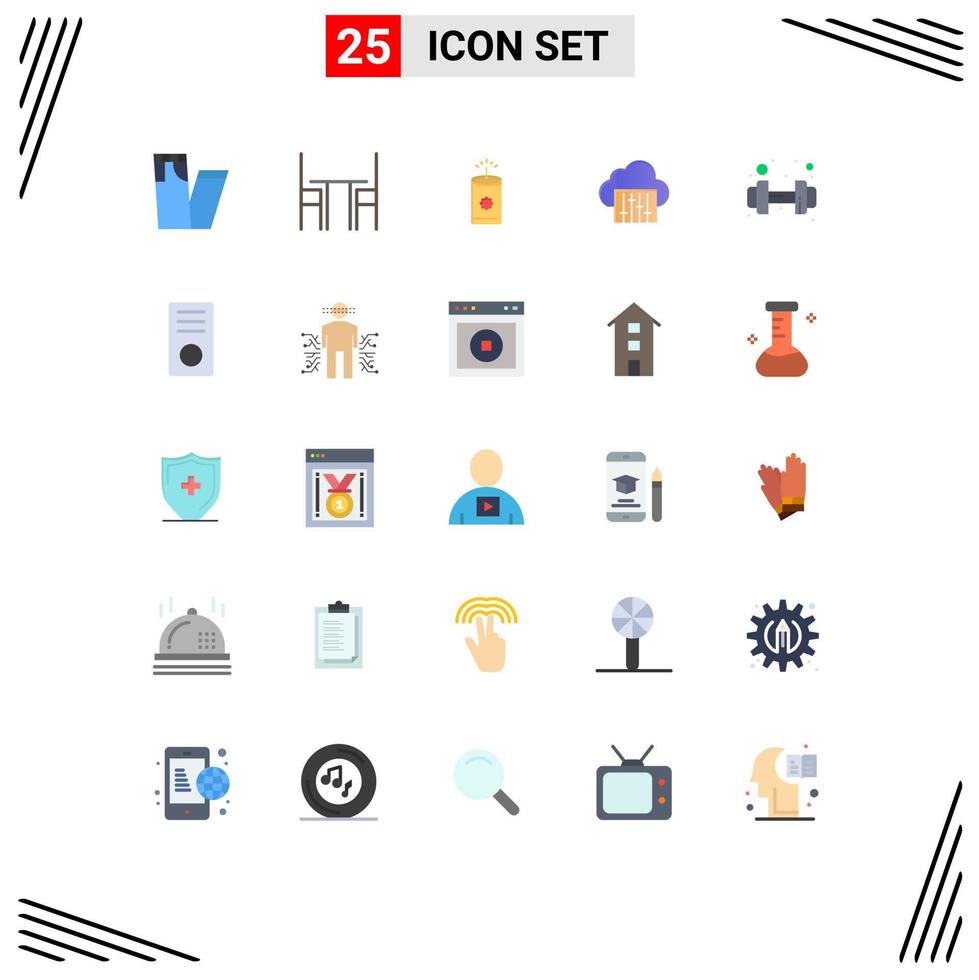 Stock Vector Icon Pack of 25 Line Signs and Symbols for sport dumbbell candle audio connection Editable Vector Design Elements