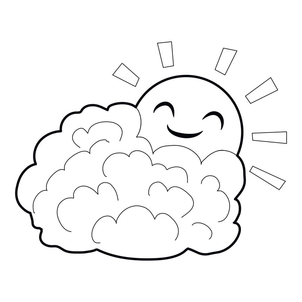 Sun and cloud icon, isometric 3d style vector