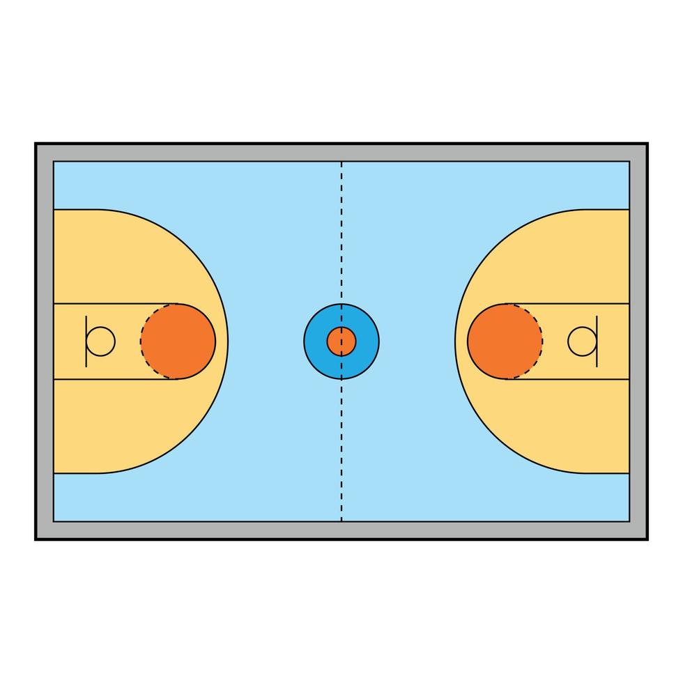 vector de dibujos animados de icono de campo de arena de baloncesto. equipo de pelota