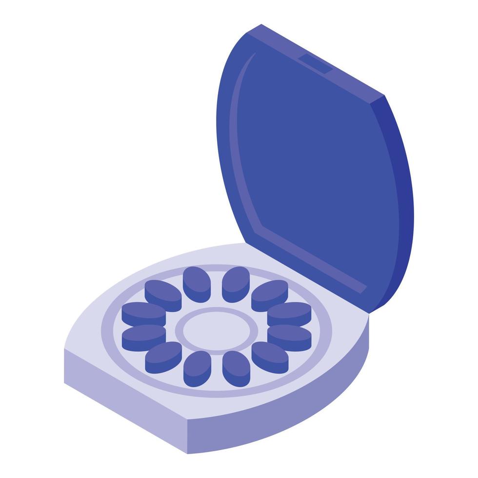 vector isométrico del icono de las píldoras anticonceptivas. control femenino