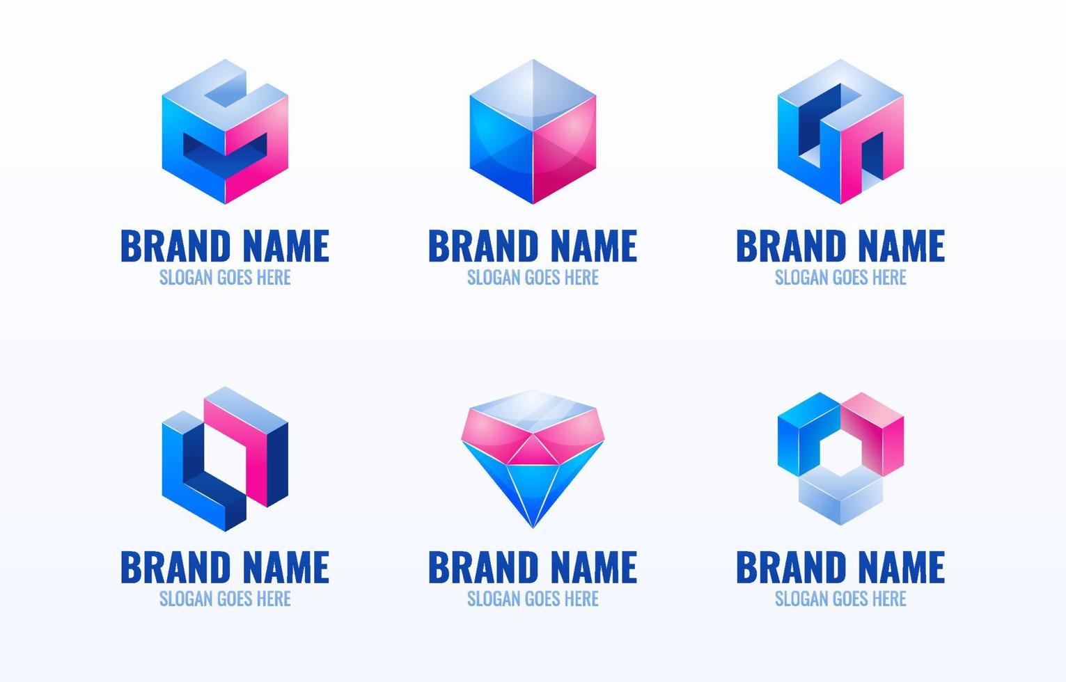 3D Logo Geometric Shapes Collection vector