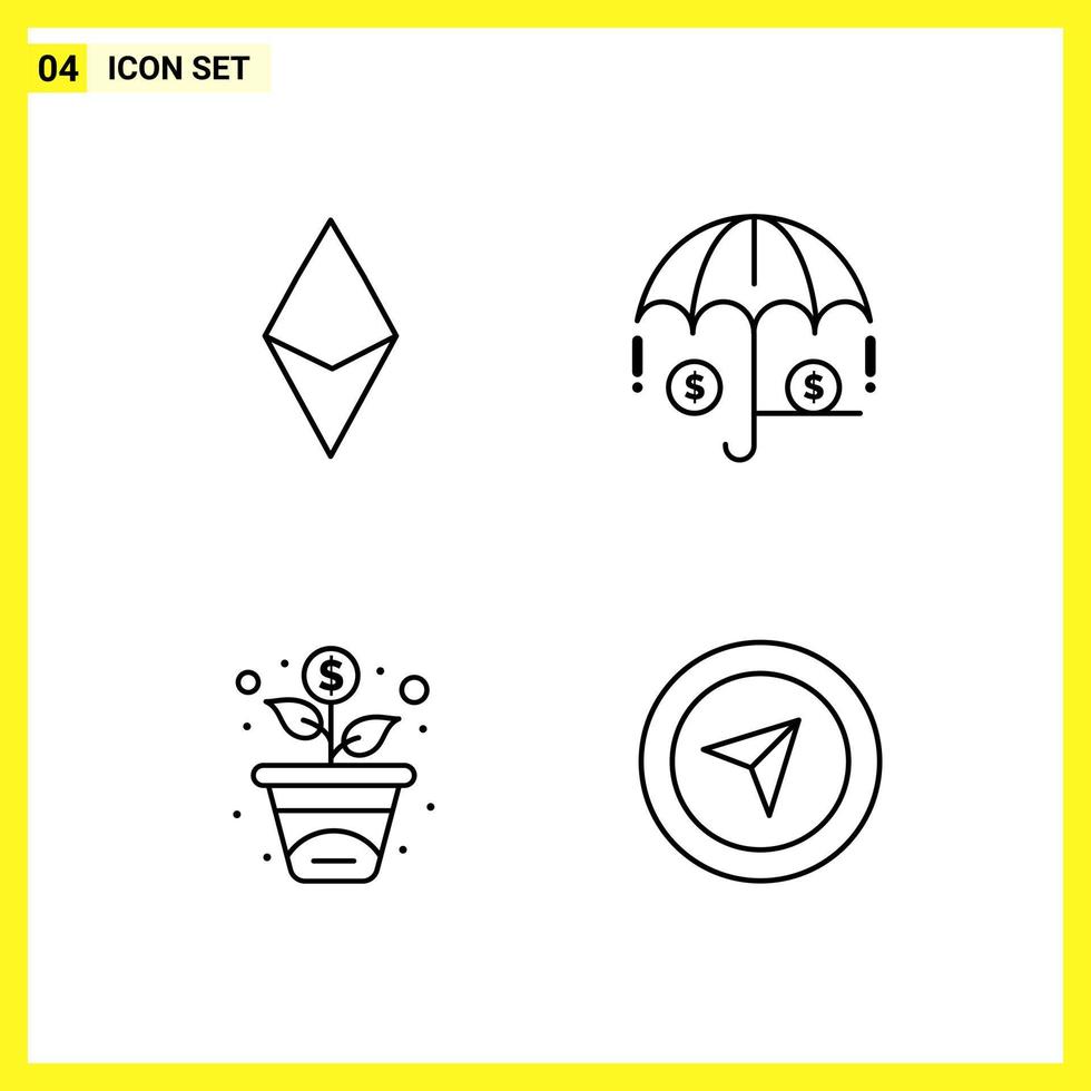 4 Icon Set. Simple Line Symbols. Outline Sign on White Background for Website Design Mobile Applications and Print Media. vector