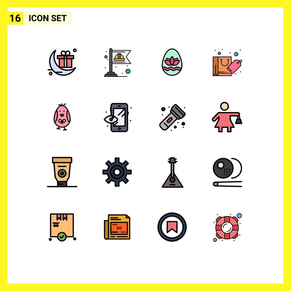 16 iconos creativos signos y símbolos modernos de venta de pascua bolsa de compras de huevos de pascua elementos de diseño de vectores creativos editables