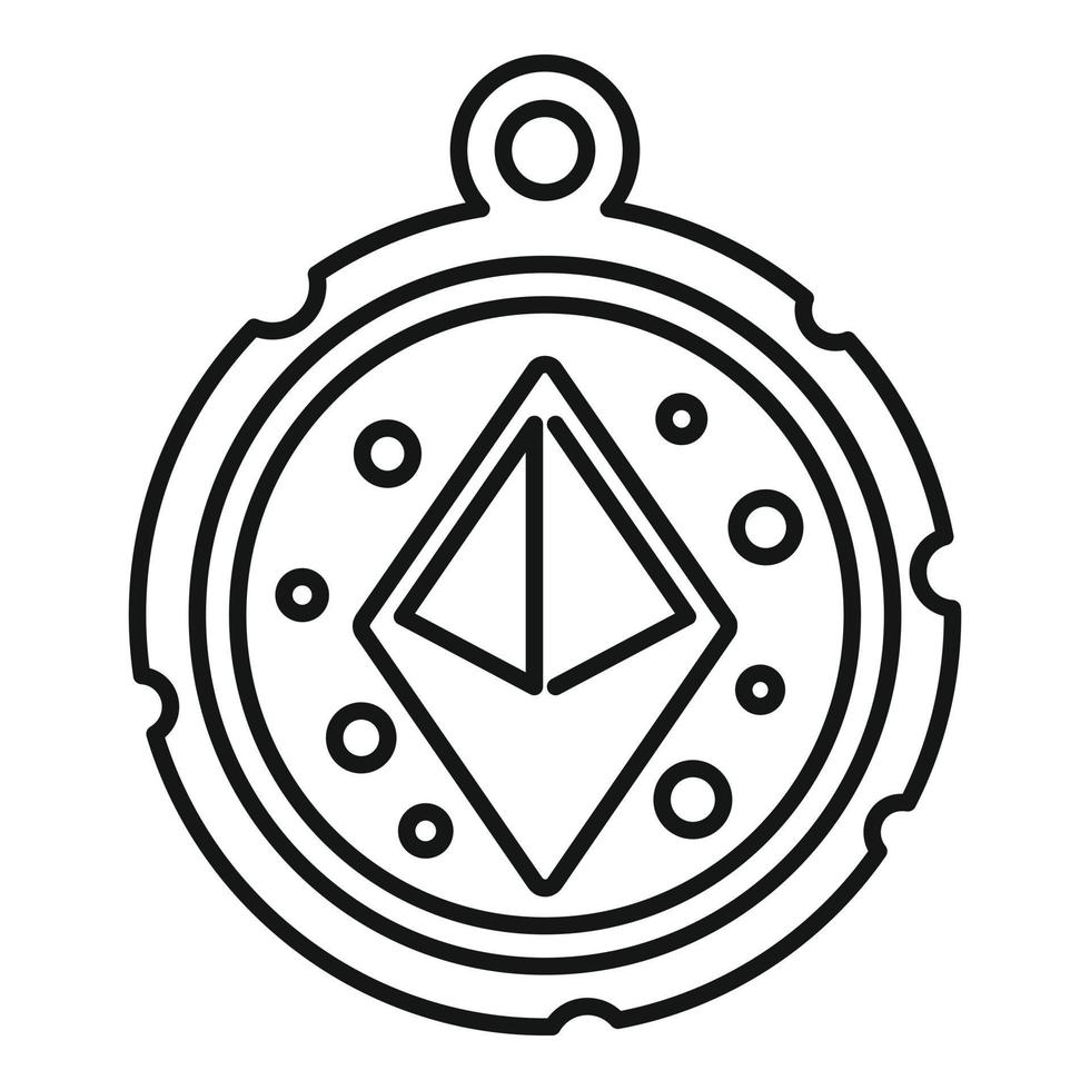 vector de contorno de icono de amuleto de la fortuna. hamsa de cuentas