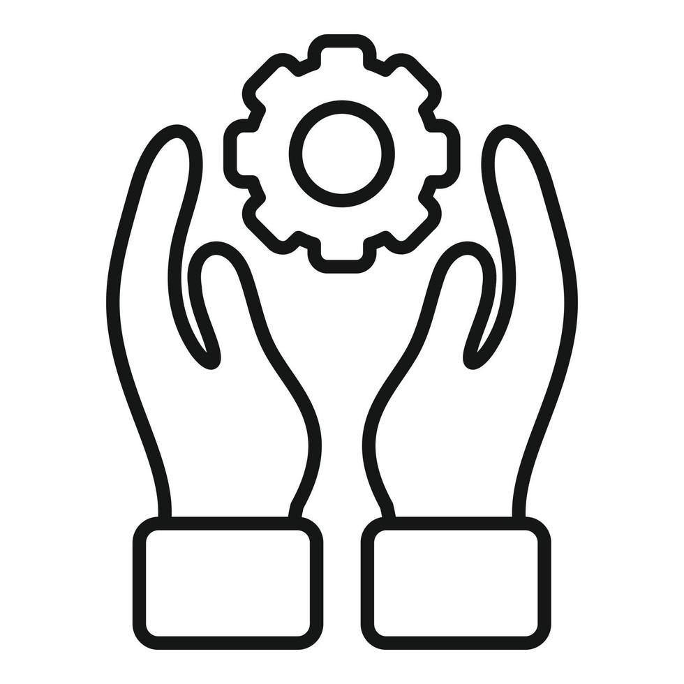 Keep gear solution icon outline vector. Business problem vector