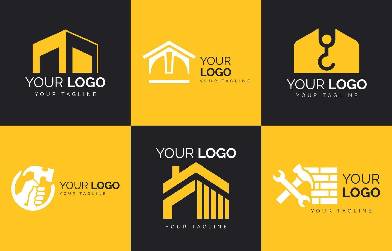 conjunto de logotipo de empresa de construcción vector