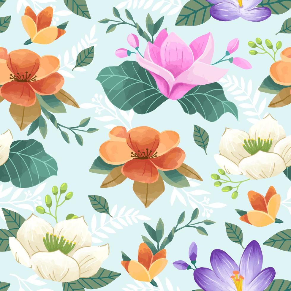 Watercolor Floral Seamless Pattern vector