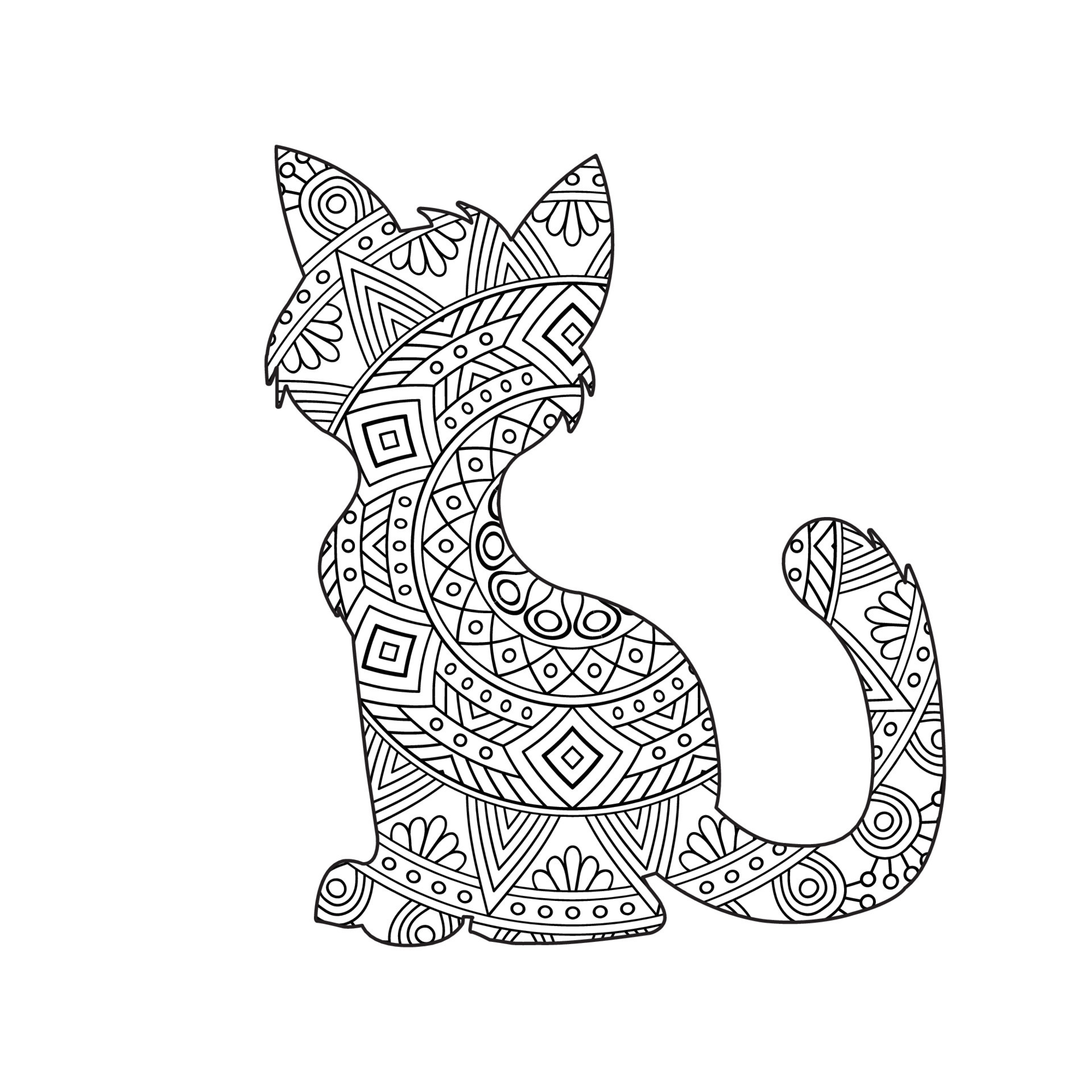 Cat Mandala Coloring Page for Adults Floral Animal Coloring Book Isolated  on White Background Antistress Coloring Page Vector Illustration 14916052  Vector Art at Vecteezy