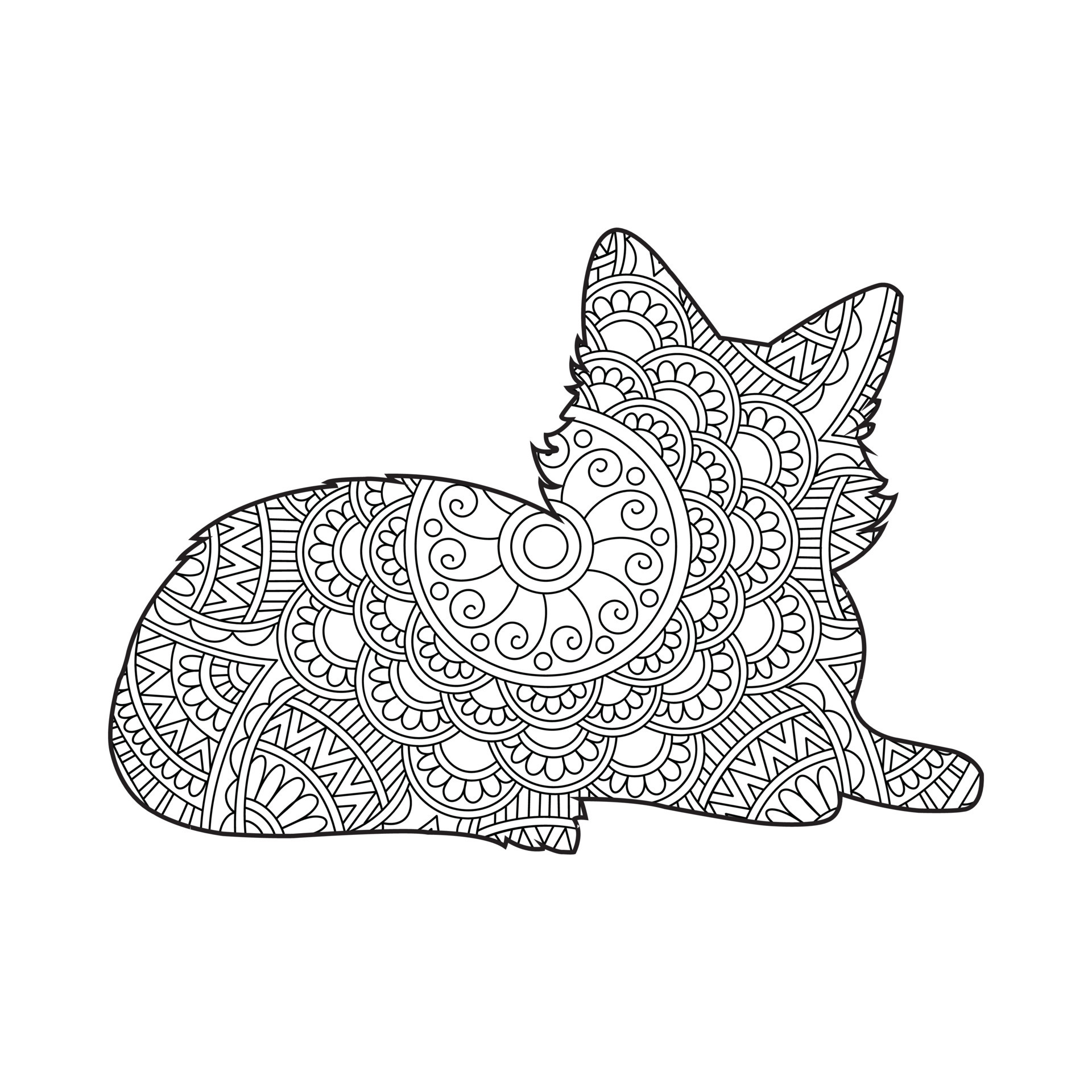 Cat Mandala Coloring Page For Adults Floral Animal Coloring Book Cat Mandala Coloring Page For Adults Floral Animal Coloring Book