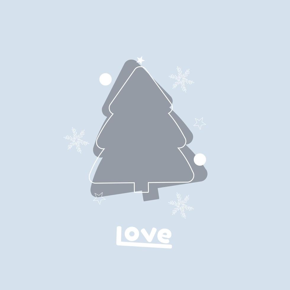 Christmas tree illustration with snow flakes vector