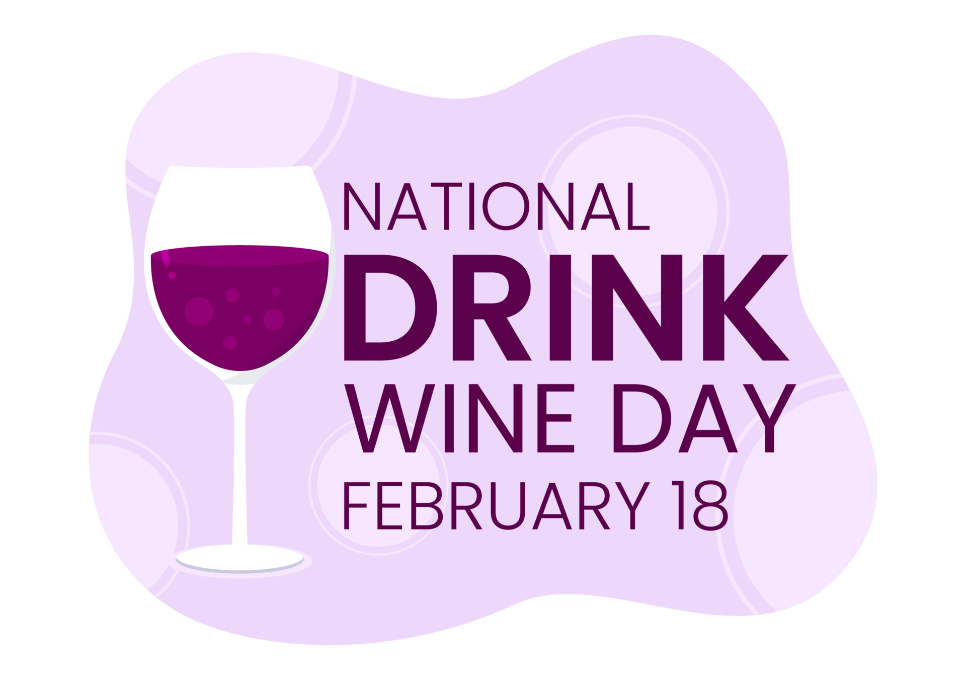 bebida nacional día del vino el 18 de febrero con copa de uvas y