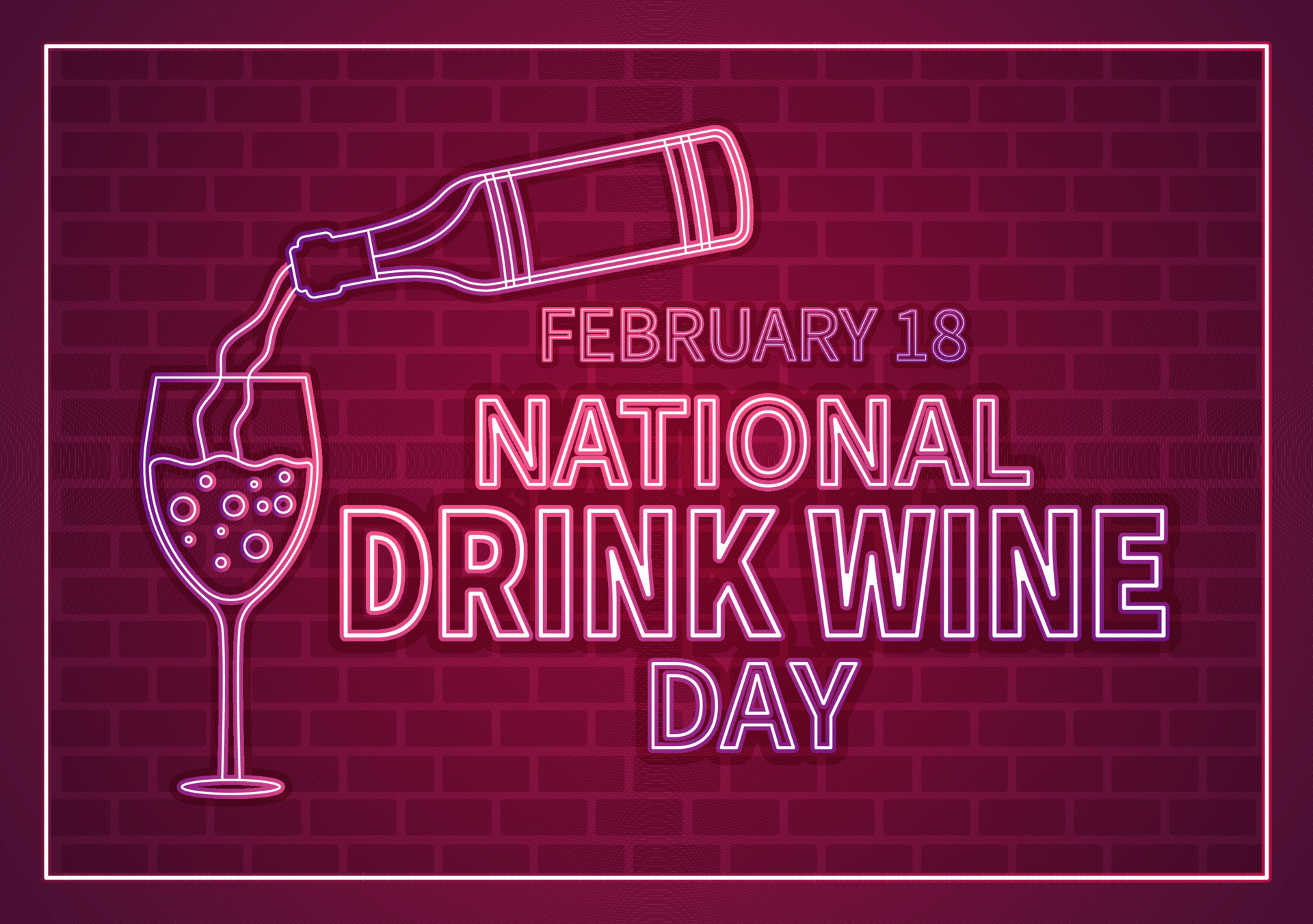 National Drink Wine Day on February 18 with Glass of Grapes and Bottle
