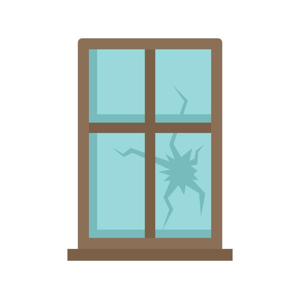 Broken window icon flat isolated vector