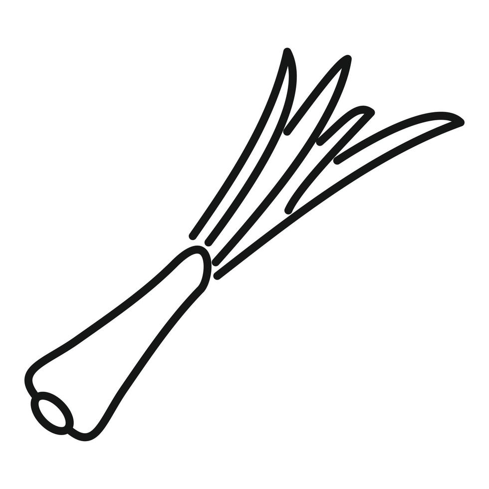 vector de contorno de icono de cebollino de hoja. cebolla fresca