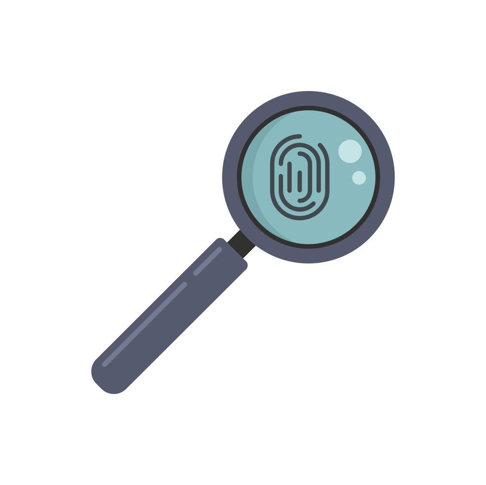 Policeman magnifier fingerprint icon flat isolated vector