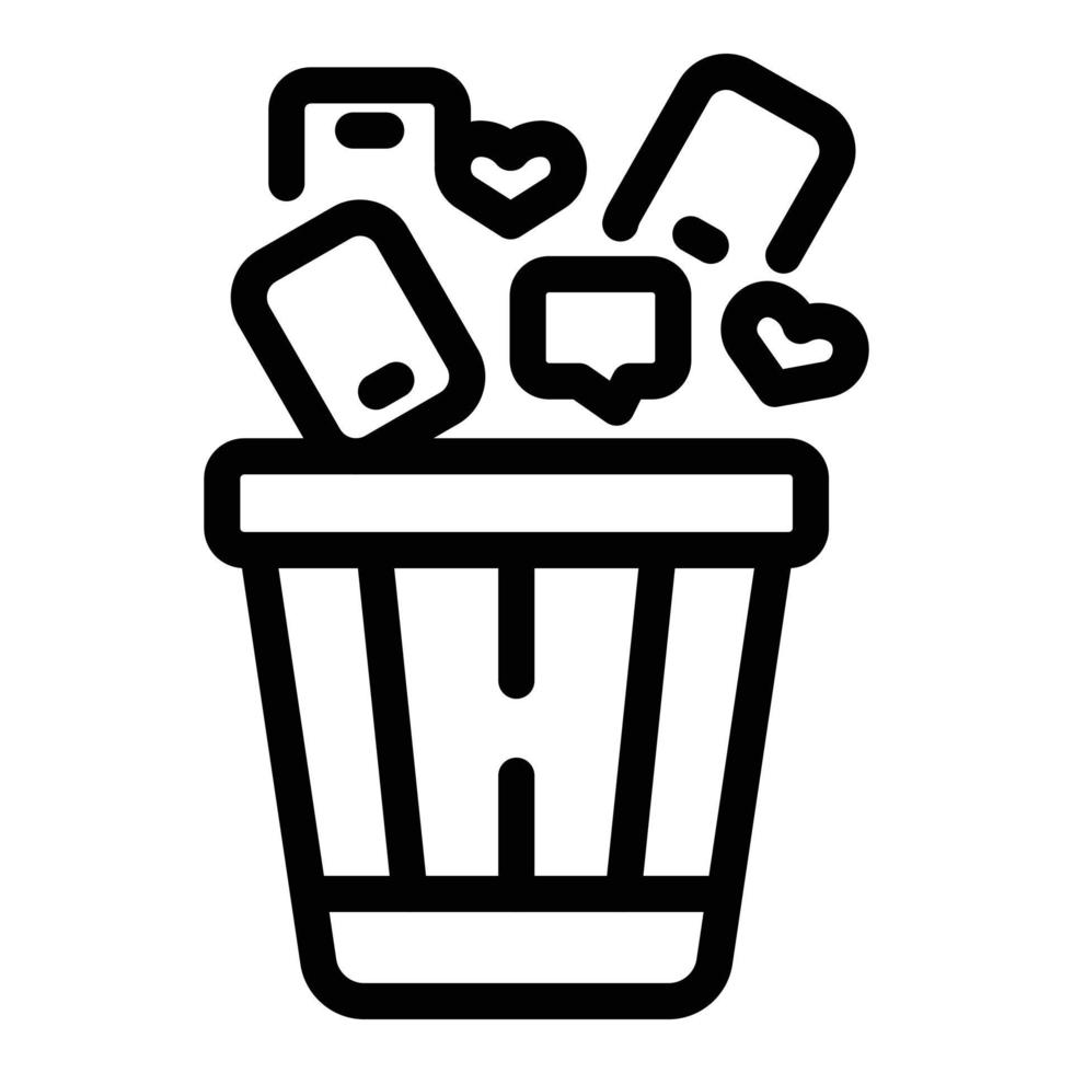 Social media garbage icon outline vector. Digital detox vector