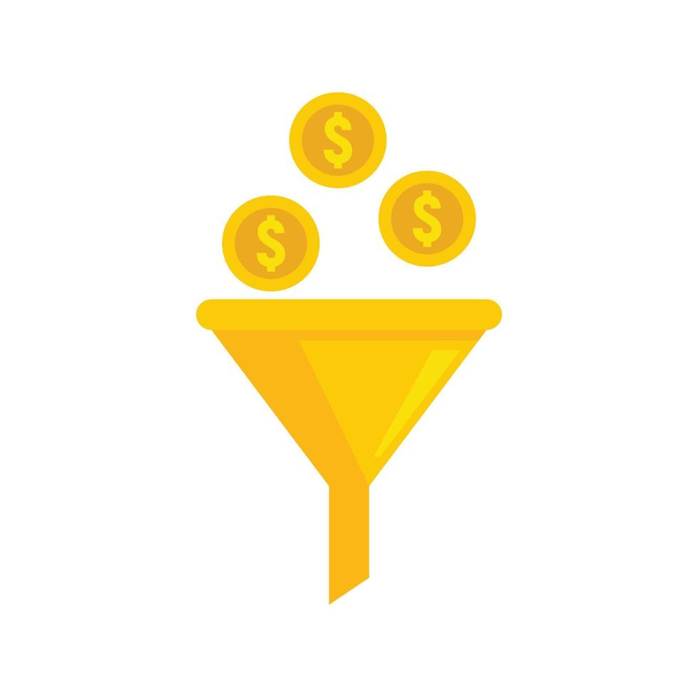 Marketing money funnel icon flat isolated vector