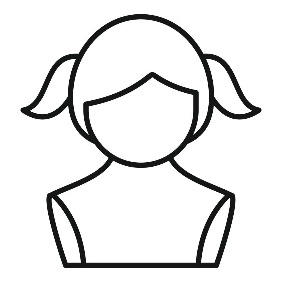 vector de contorno de icono de peluca de mujer. estilo de cabeza