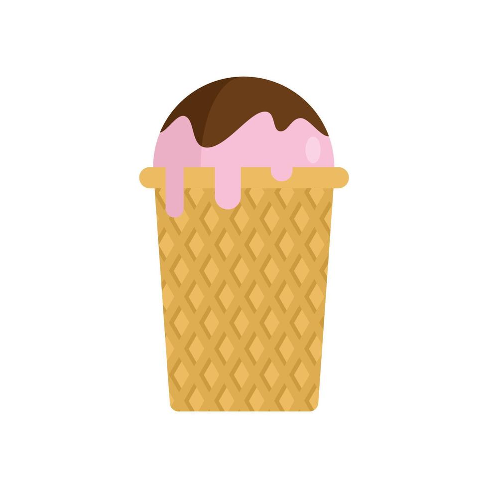 Waffle ice cream icon flat isolated vector