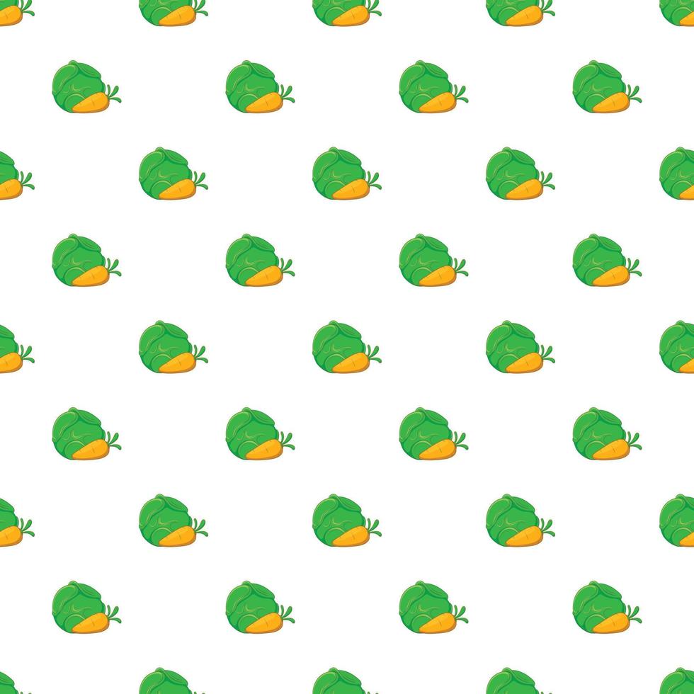 Cabbage and carrots pattern, cartoon style vector