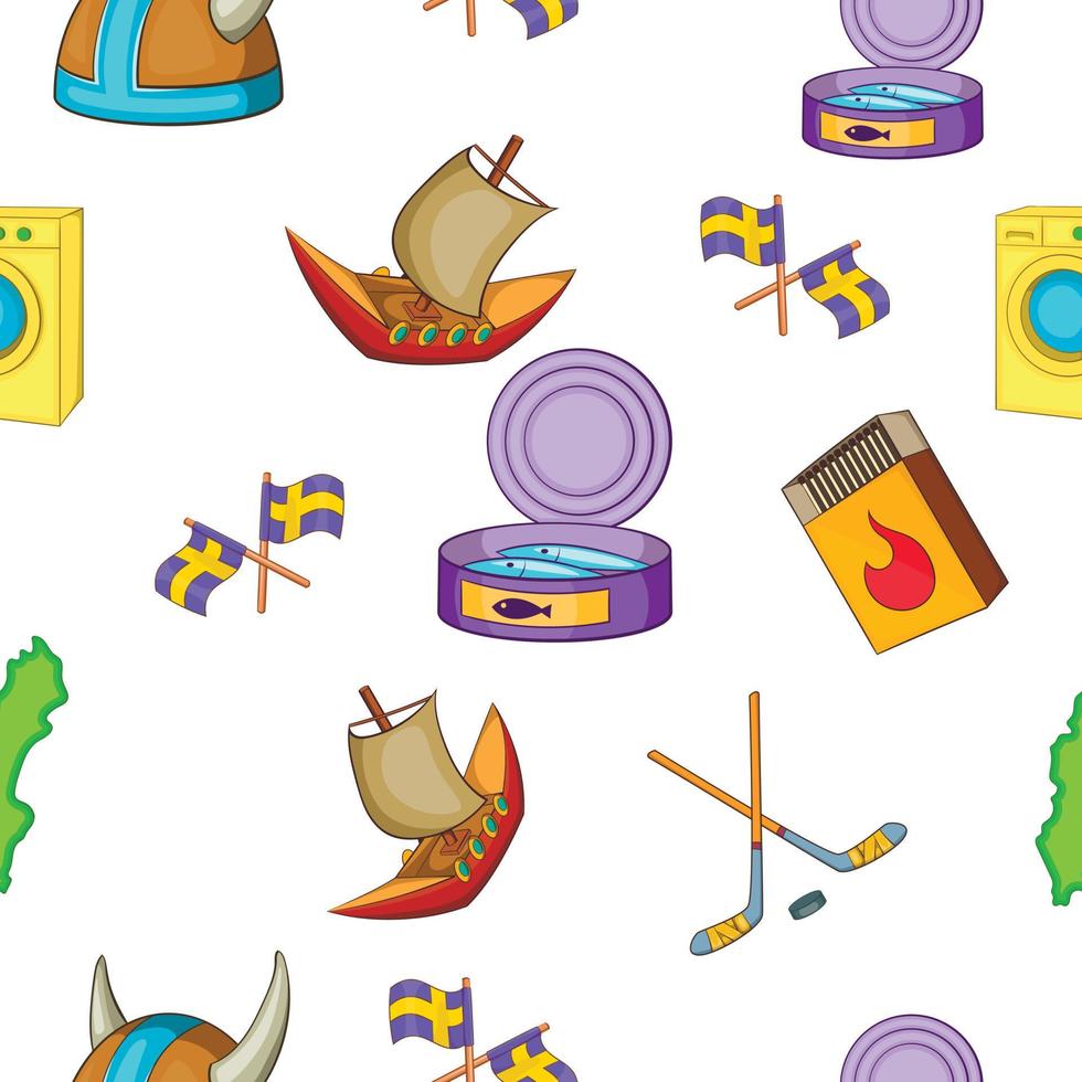 Sweden pattern, cartoon style vector