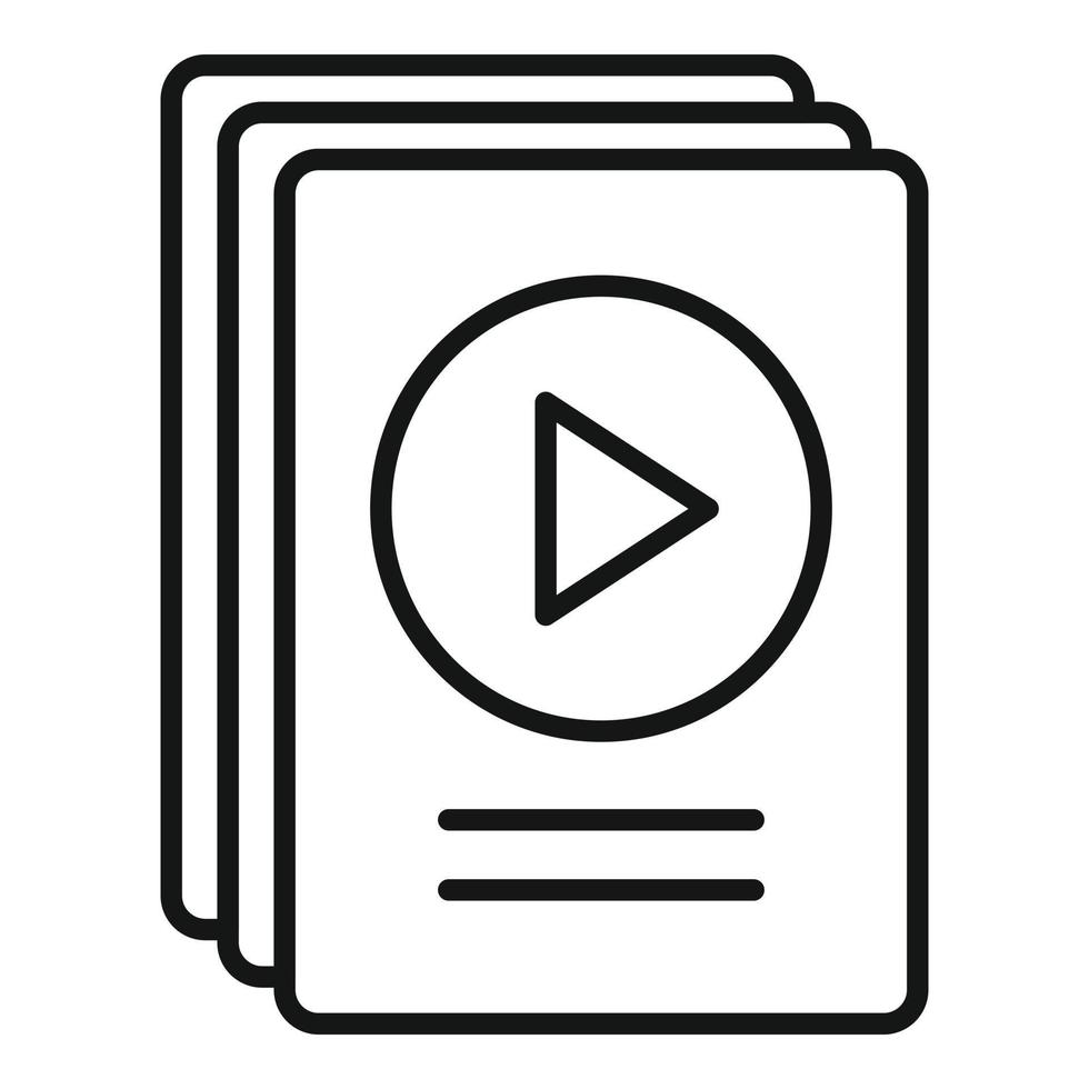 vector de contorno de icono de escenario de archivo de vídeo. película de actividad