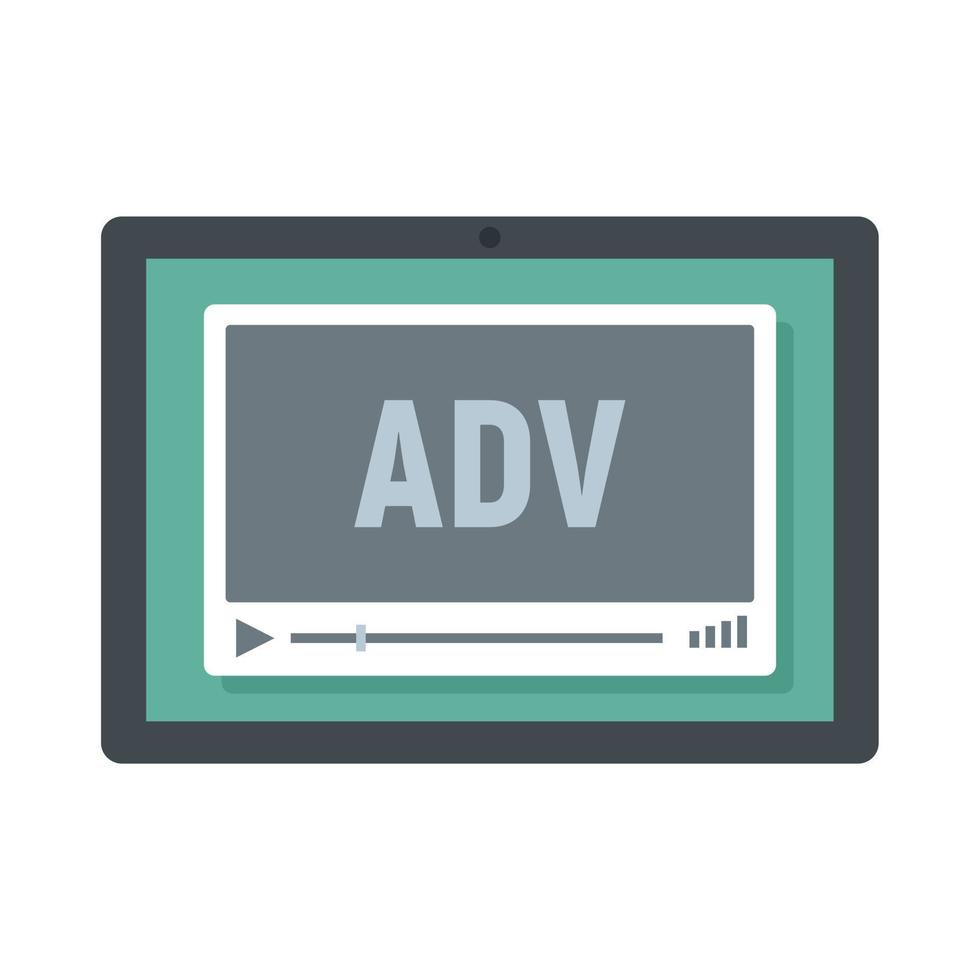 Video advertising icon flat isolated vector