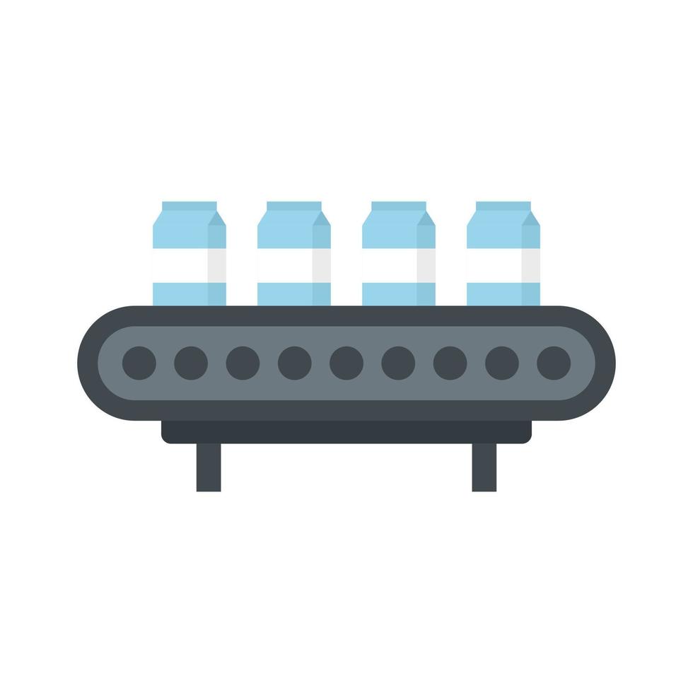 Milk package assembly line icon flat isolated vector