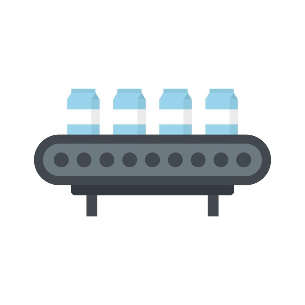 Milk package assembly line icon flat isolated vector