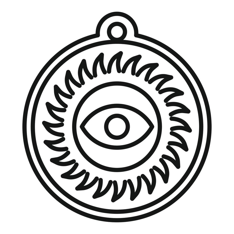 Sun eye amulet icon outline vector. Magic ox vector