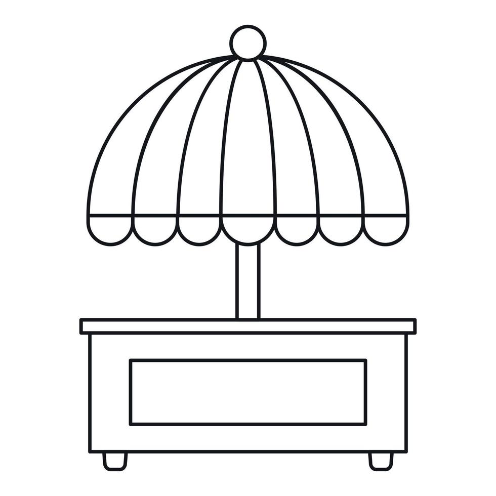 Mobile cart with umbrella icon, outline style vector