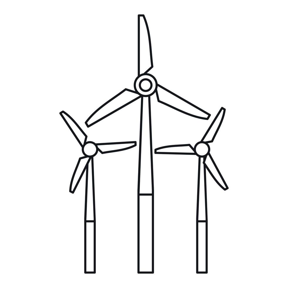 Windmill icon, outline style vector
