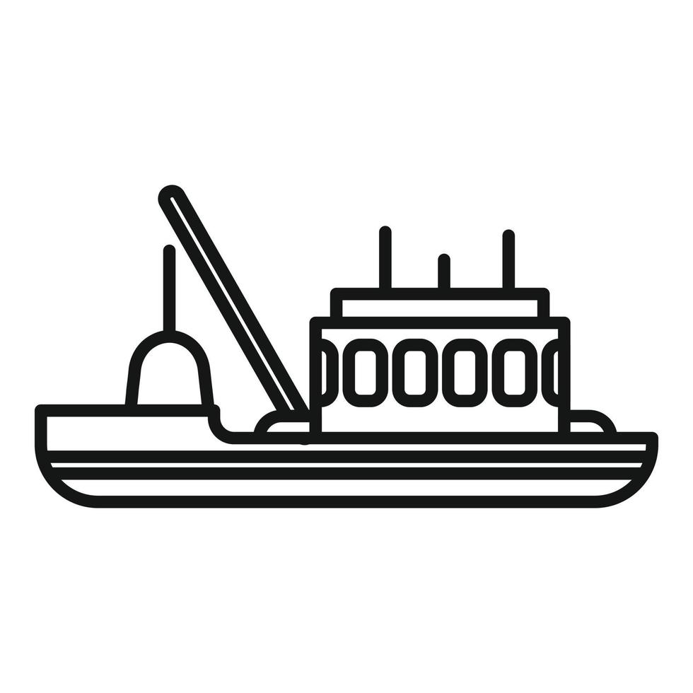 Fish ship icon outline vector. Fishing boat vector