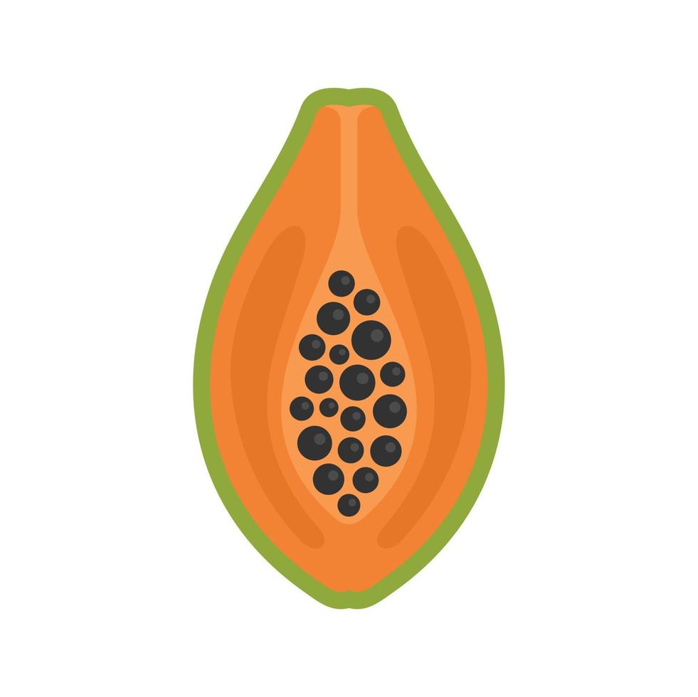 media papaya icono plano aislado vector