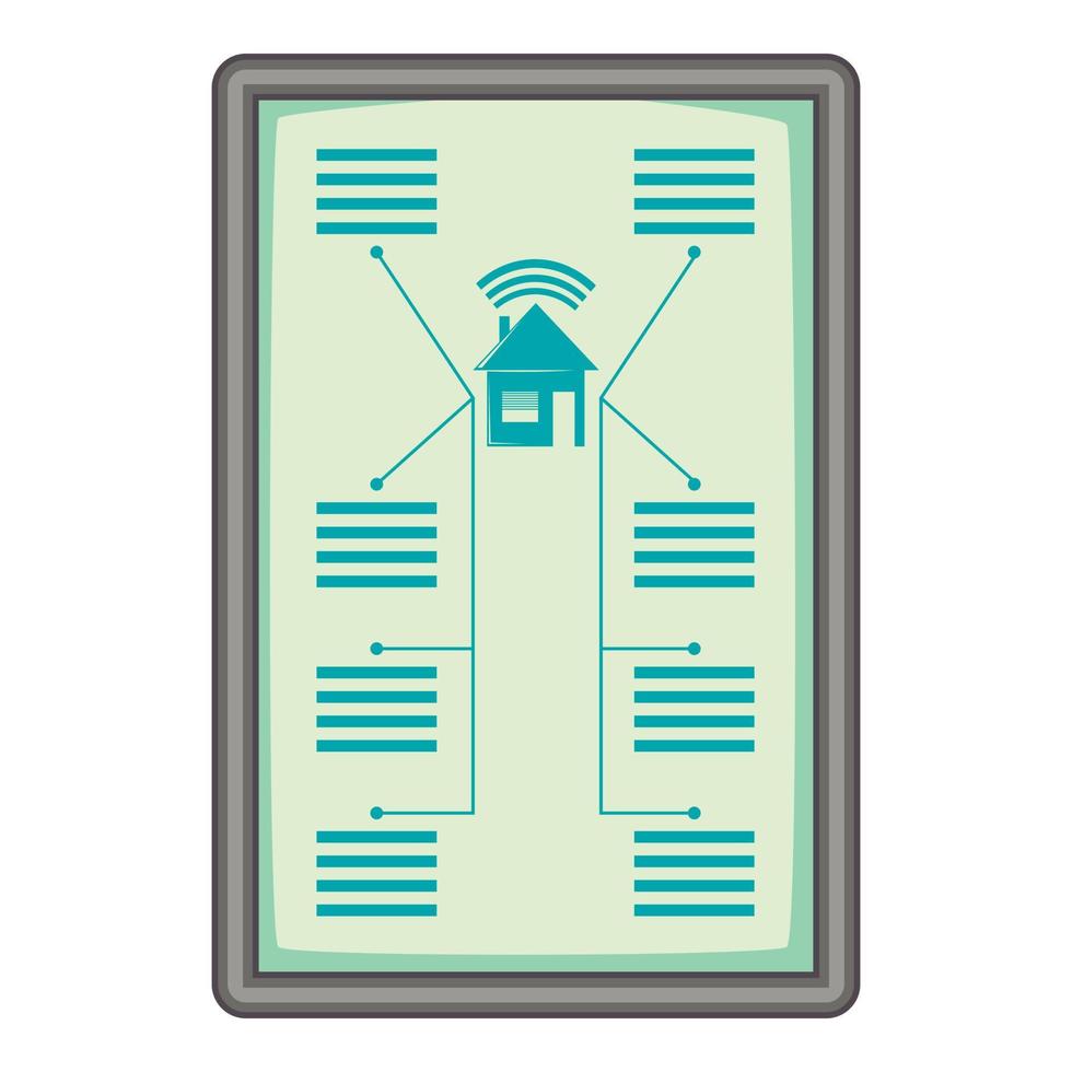 Tablet with system clever house icon cartoon style vector