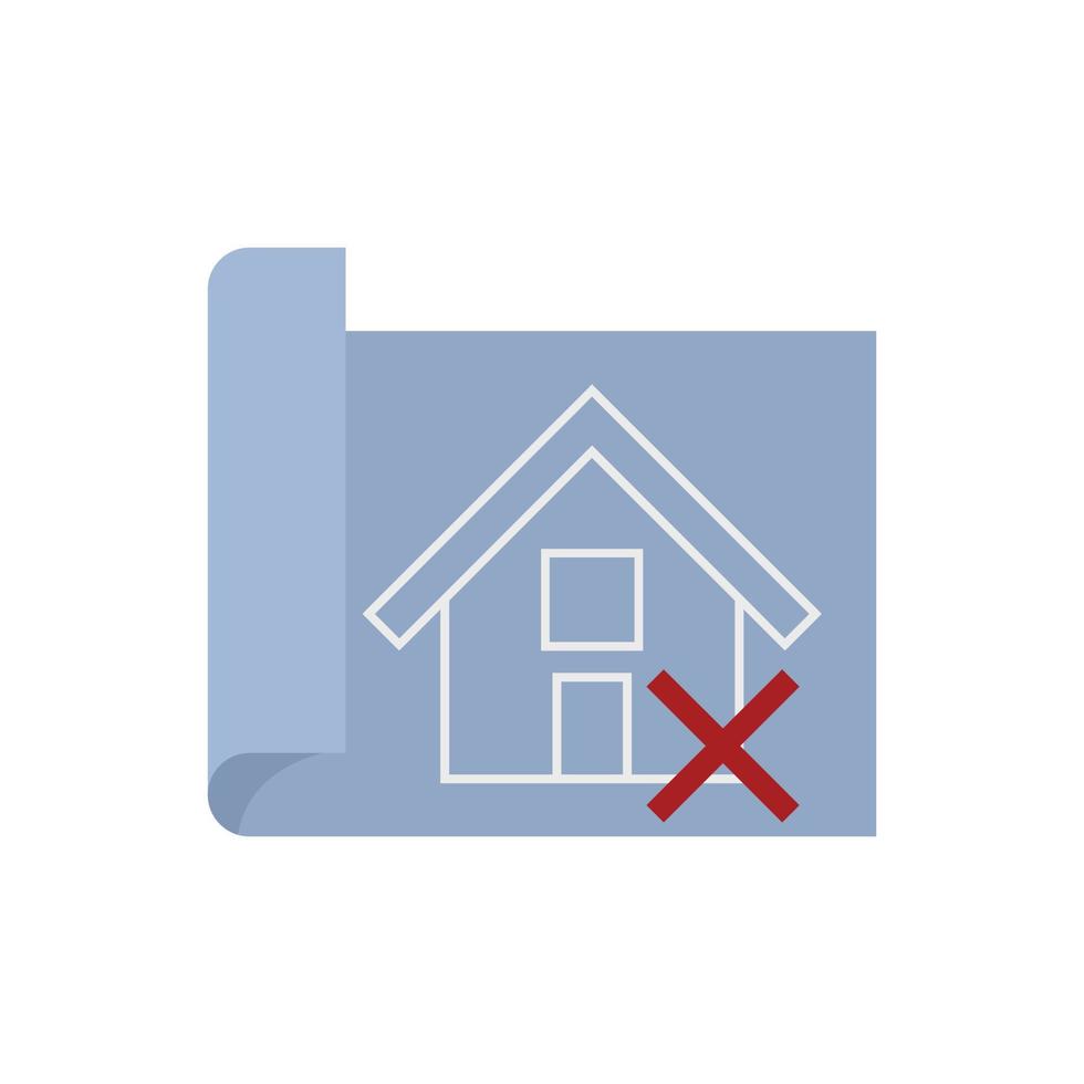 House demolition plan icon flat isolated vector