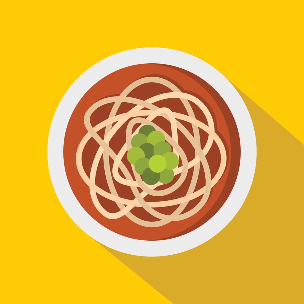 Asian noodles icon, flat style vector