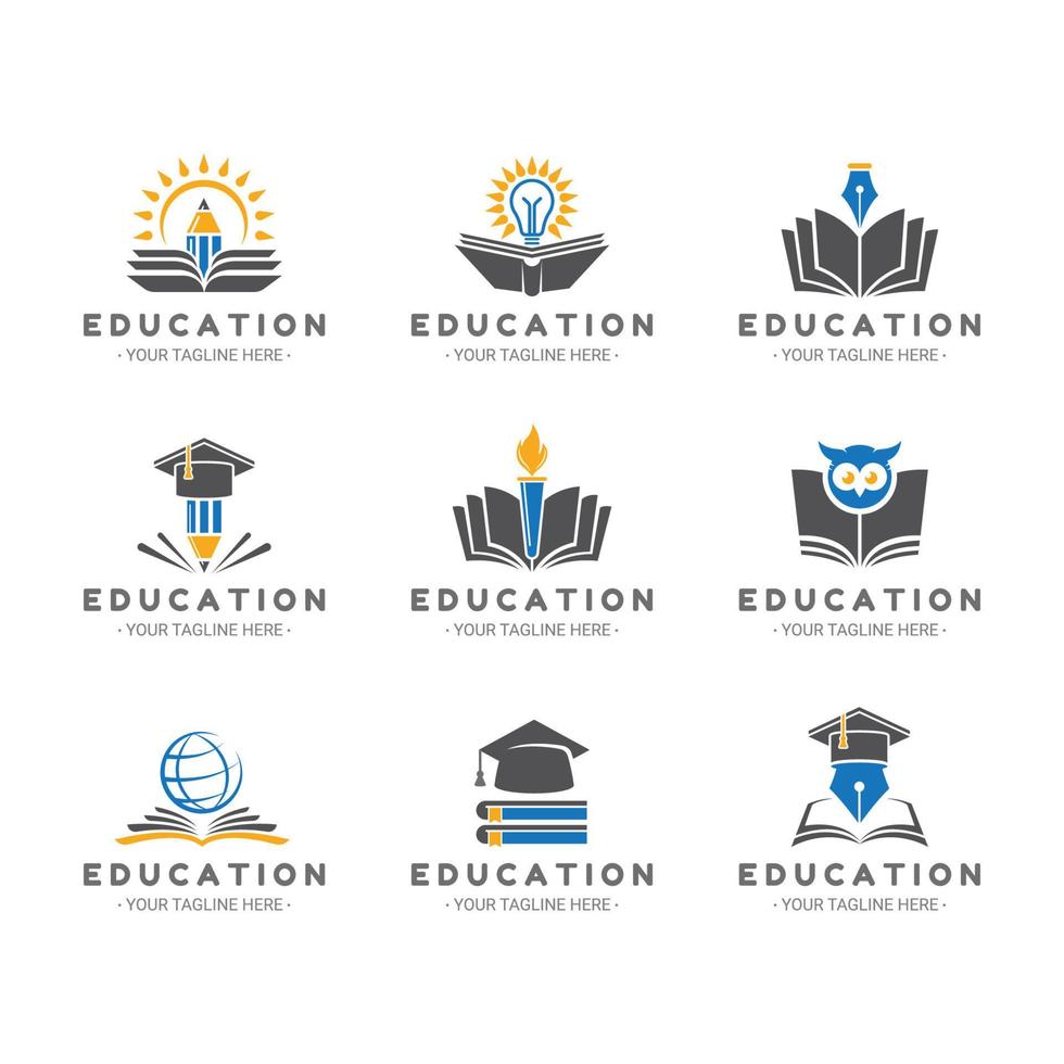 conjunto de logotipos de elementos educativos vector