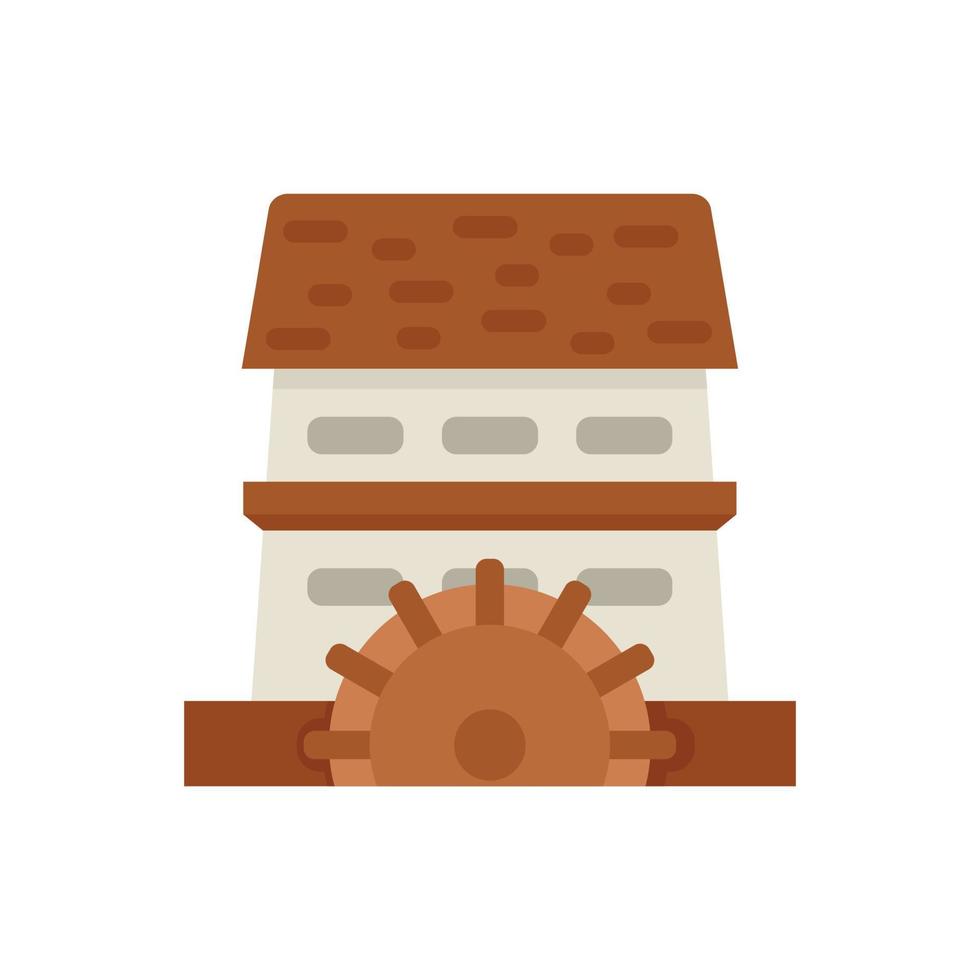 Waterwheel mill icon flat isolated vector