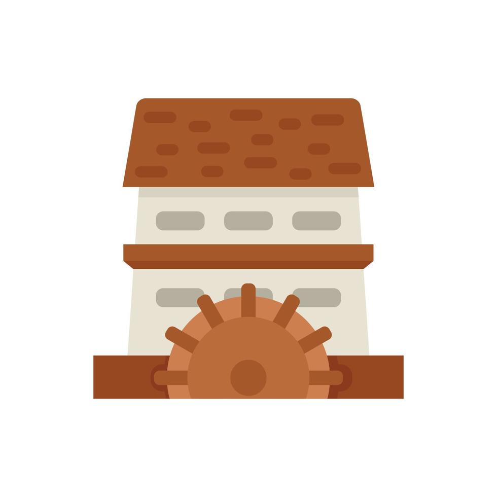 Waterwheel mill icon flat isolated vector