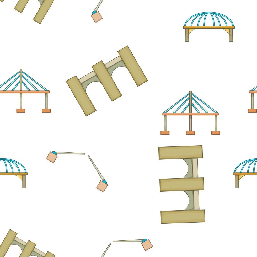 Types of bridges pattern, cartoon style vector