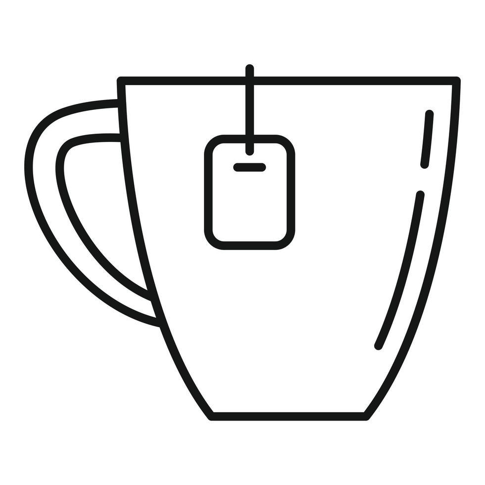 vector de contorno de icono de taza de té en casa. bebida caliente