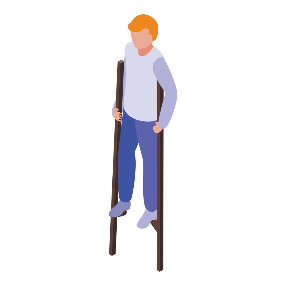 Stick stilt icon isometric vector. Circus character vector