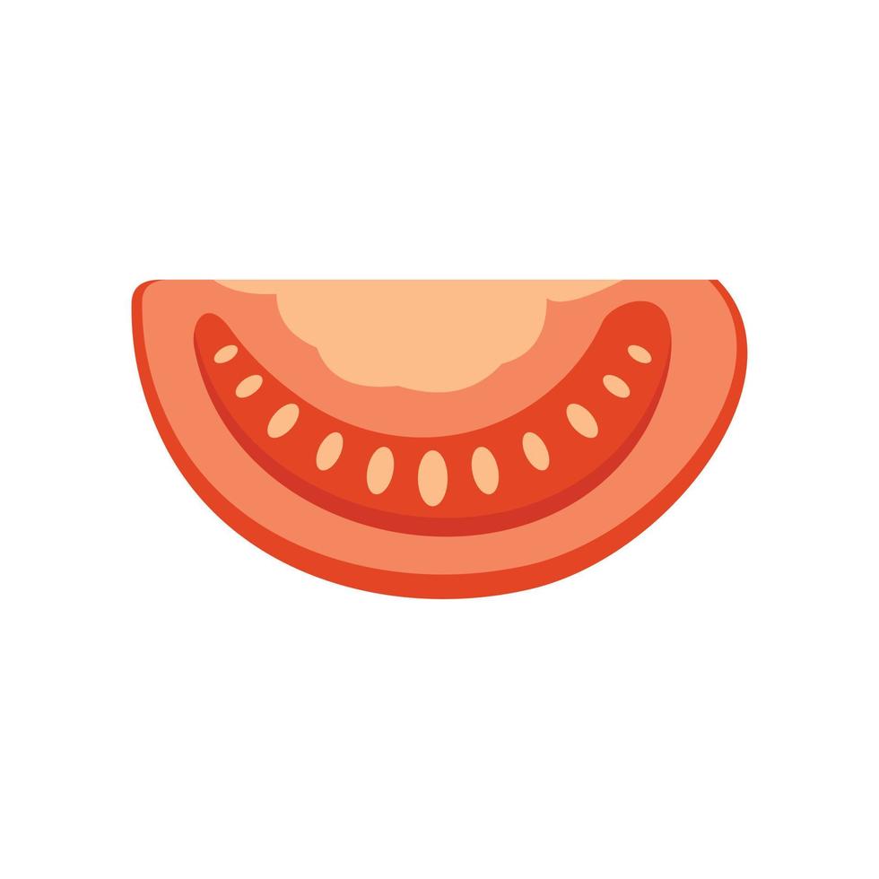 Vegetable tomato slice icon flat isolated vector