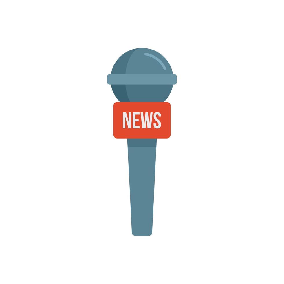 Tv news microphone icon flat isolated vector