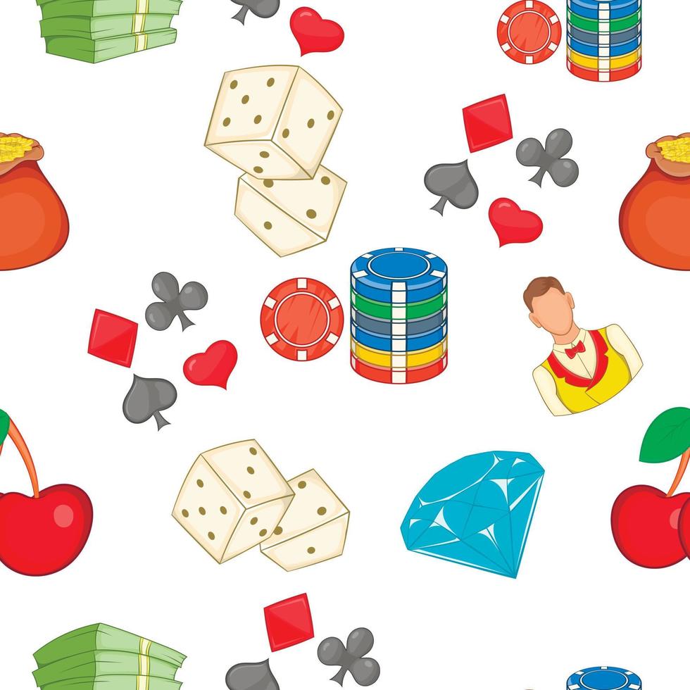 Casino pattern, cartoon style vector