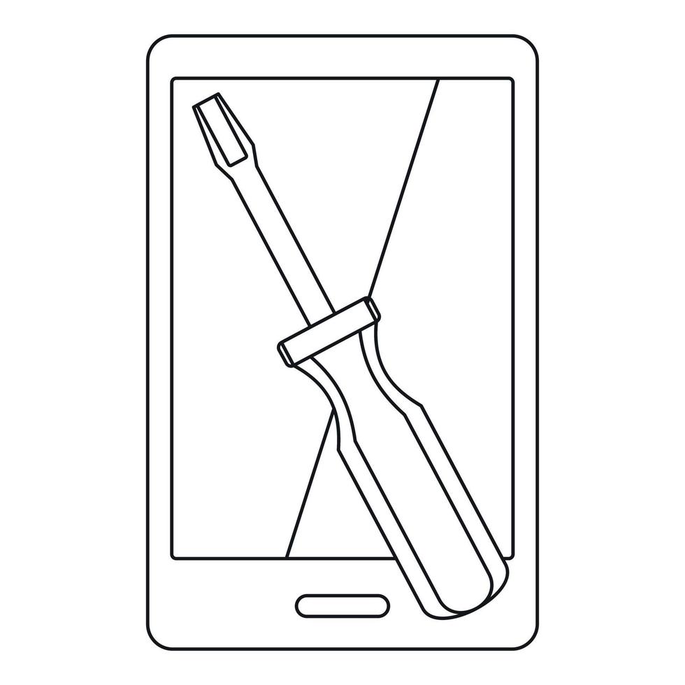 icono de teléfono de renovación, estilo de contorno vector