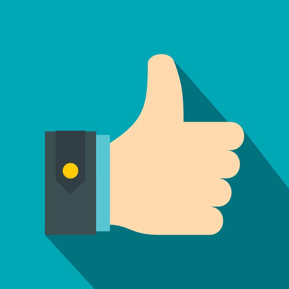 Thumbs up icon, flat style vector