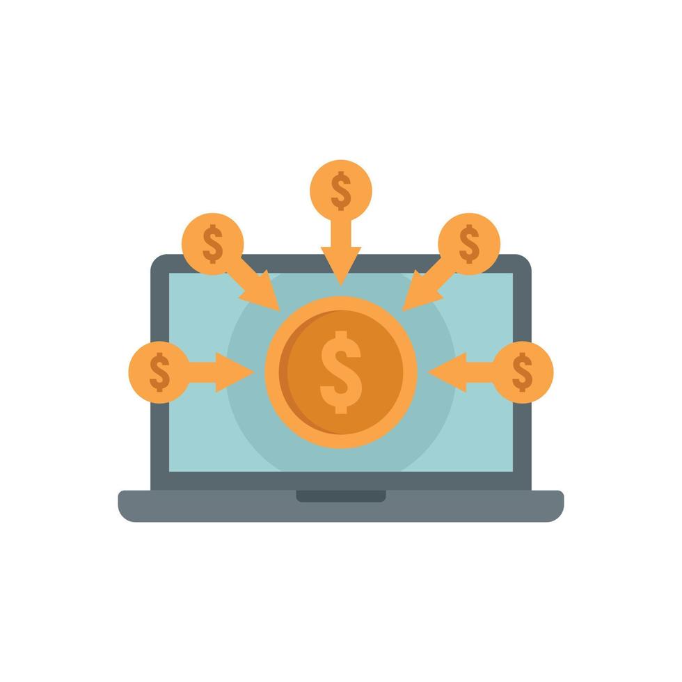Crowdfunding laptop icon flat isolated vector